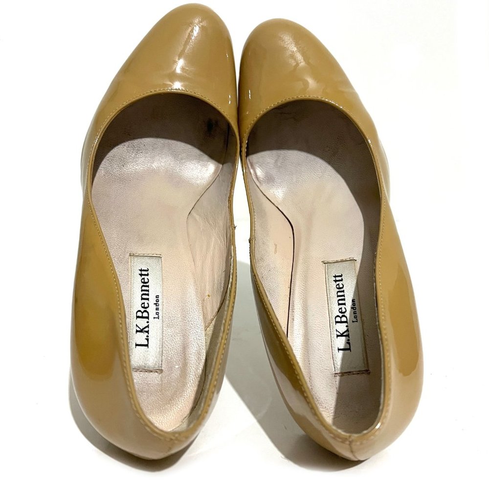 L.K. Bennett Shilo Taupe Patent Heels - Picture 8 of 13